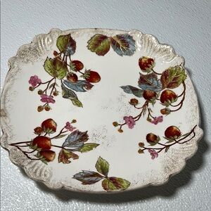Antique Hand Painted Collector Plate Gold Accent with Strawberry Design
